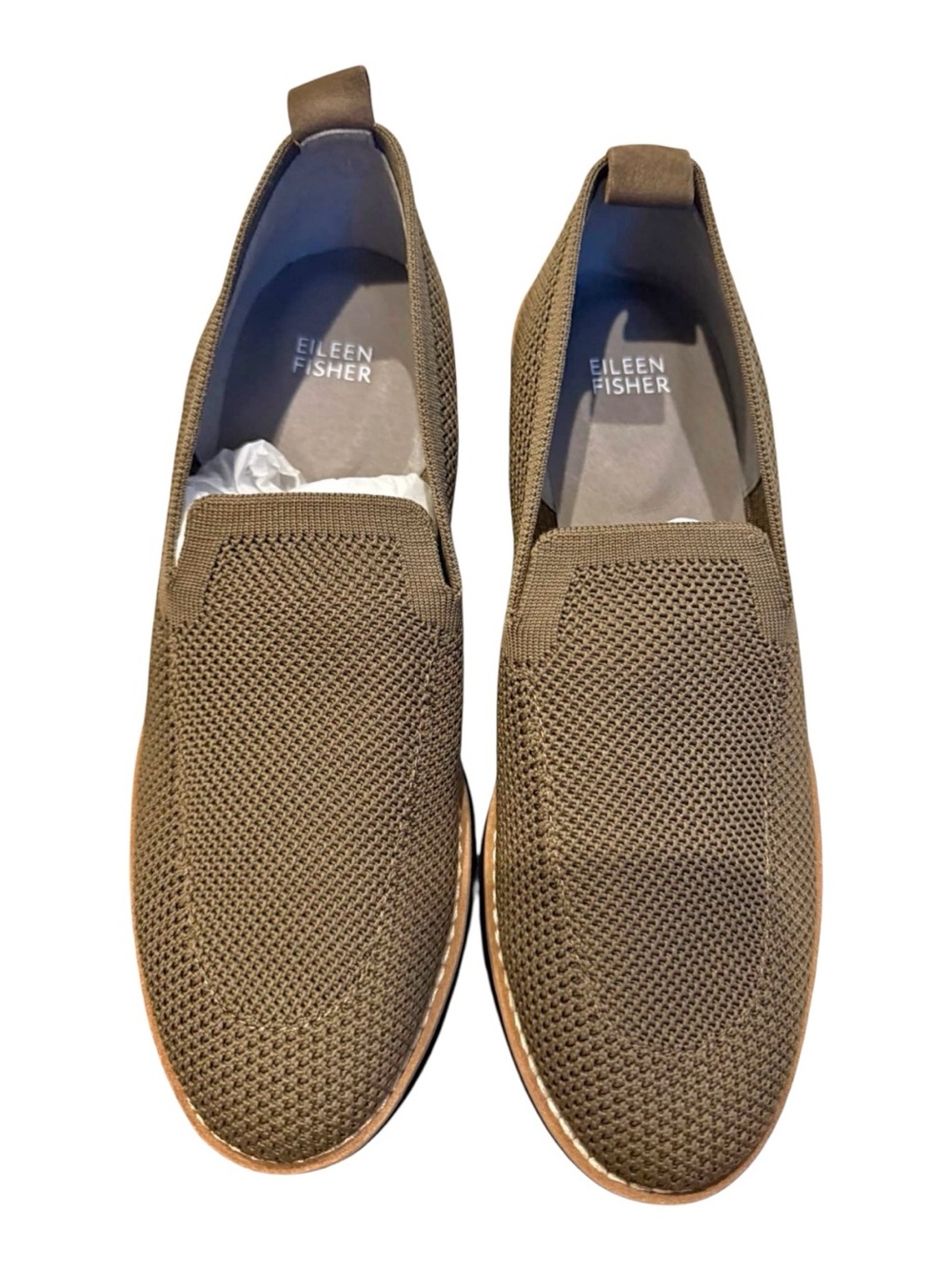 Eileen Fisher Lindy-ST Antelope Stretch Knit Platform Loafers Slip-On Shoes 8.5M